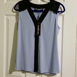 Karl Lagerfeld blue and black sleeveless top